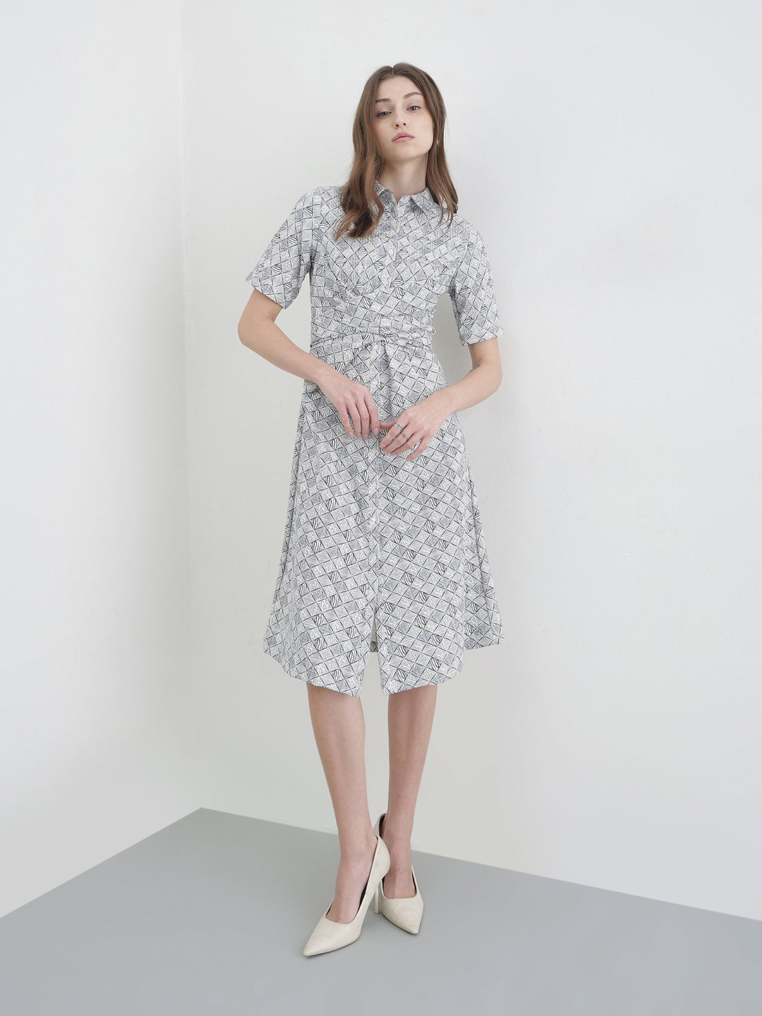 ICONIC Women White Printed Dress