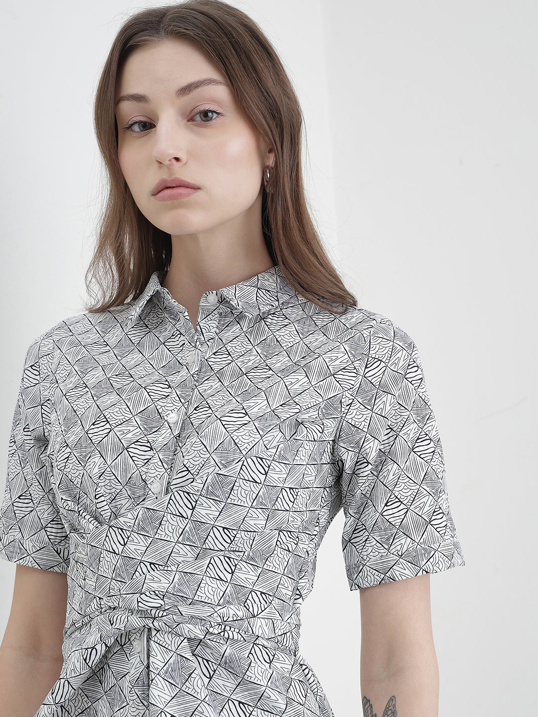 ICONIC Women White Printed Dress