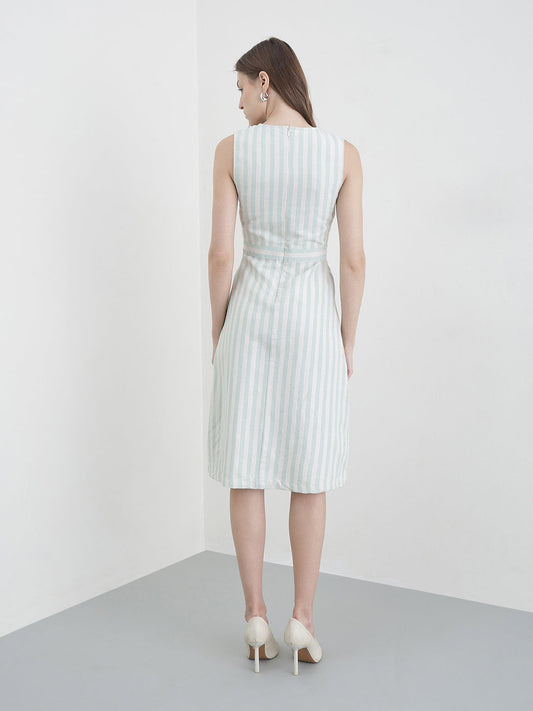 ICONIC Women Green Striped Dress