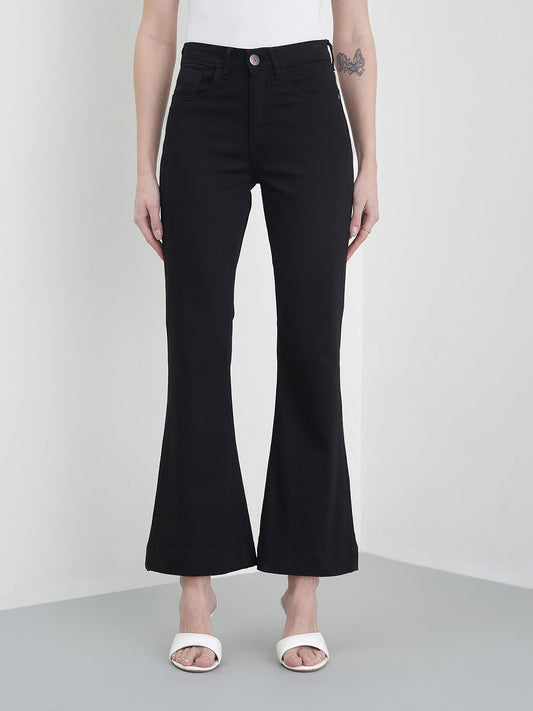 ICONIC Women Black Solid Bootcut Fit Jeans