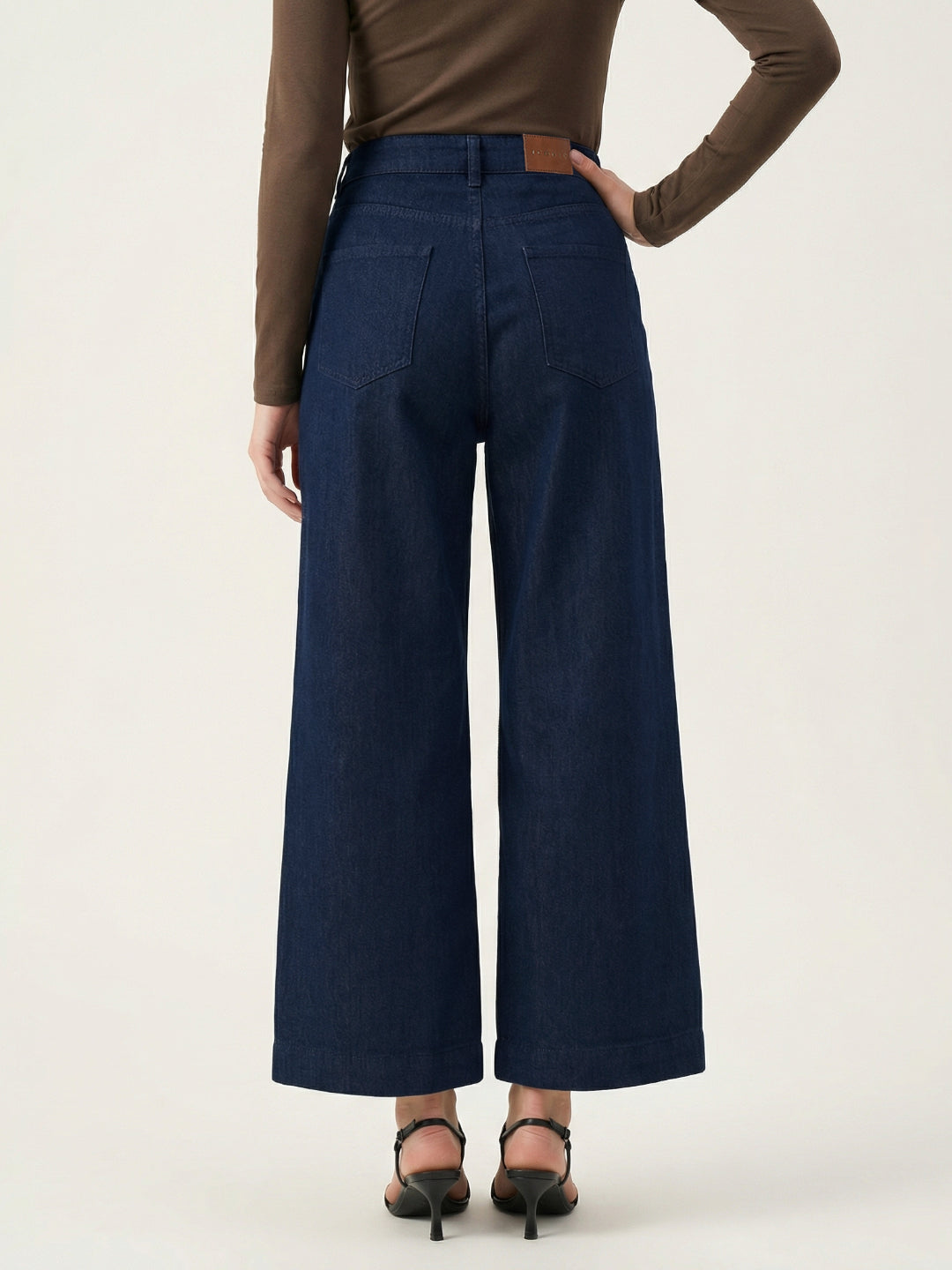 Iconic Navy Blue Solid Stretchable Flared Fit Jeans