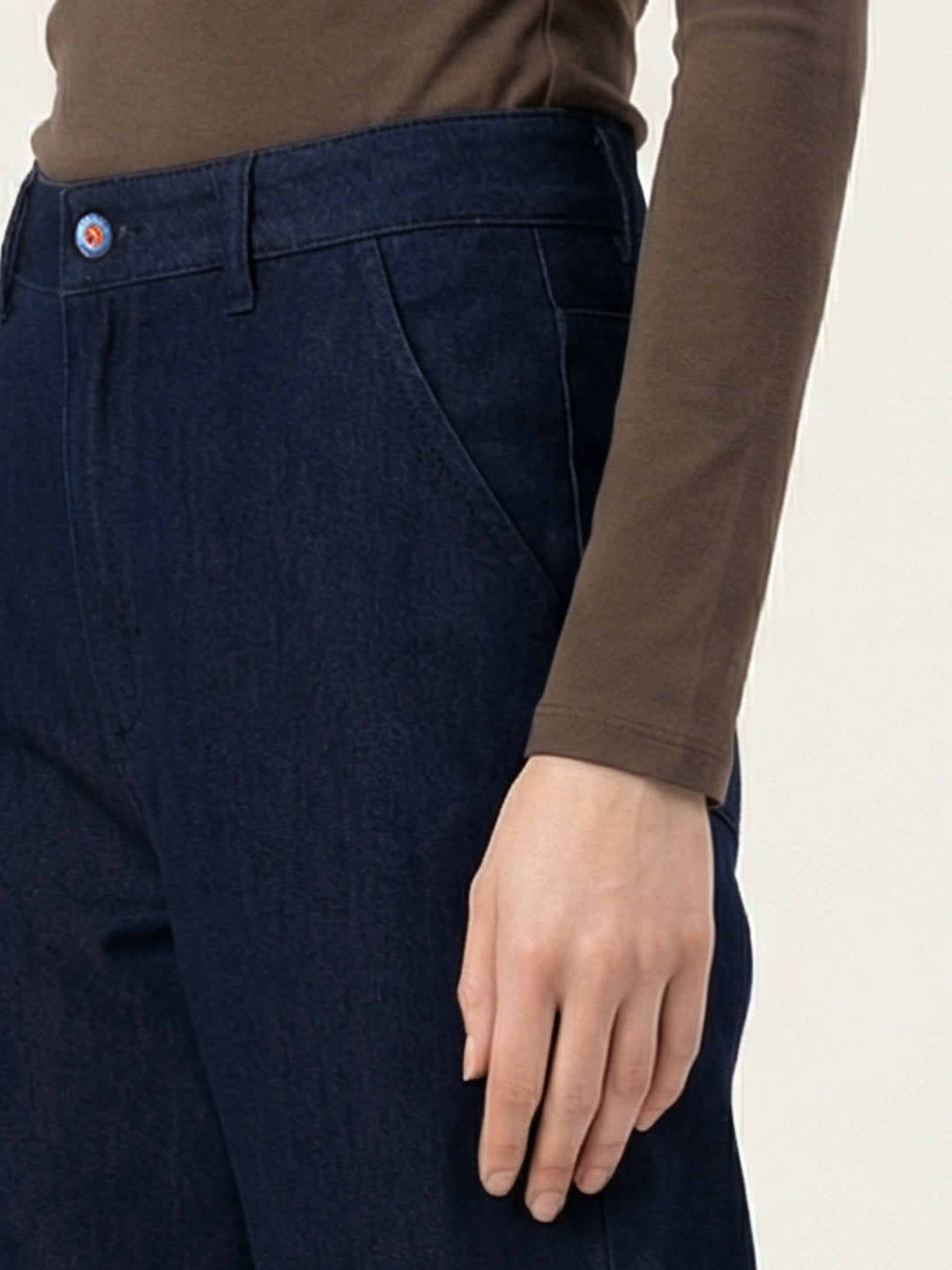 Iconic Navy Blue Solid Stretchable Flared Fit Jeans