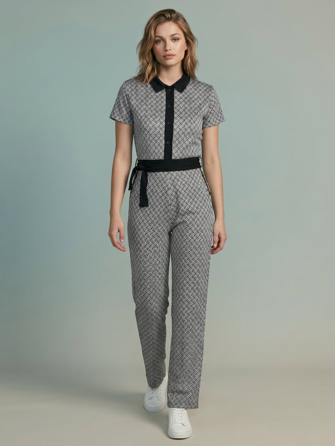 Iconic Women Black Printed Regular Fit Jumpsuit