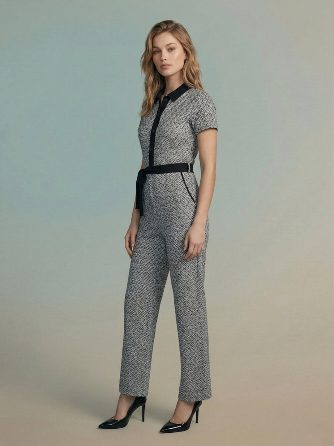 Iconic Women Black Printed Knitted Jumpsuit