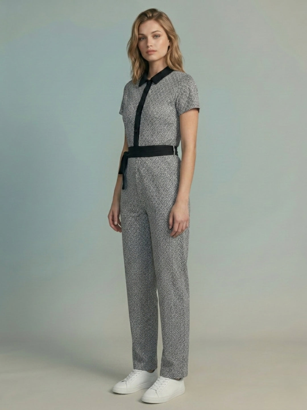 Iconic Women Black Printed Regular Fit Jumpsuit