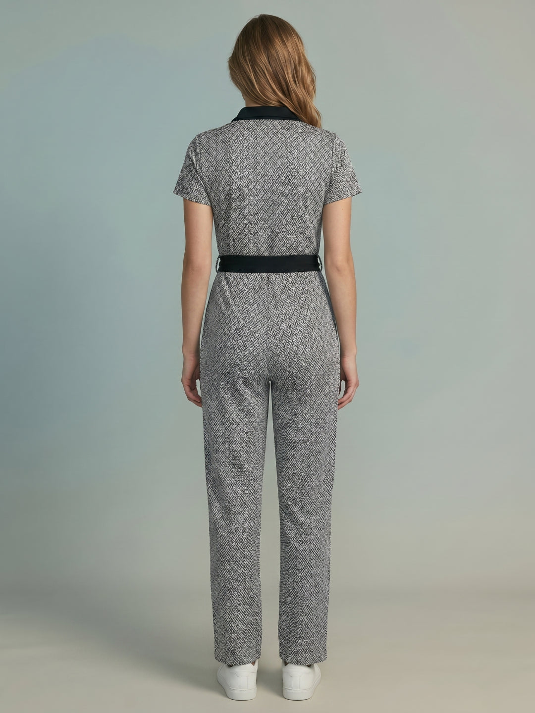 Iconic Women Black Printed Regular Fit Jumpsuit