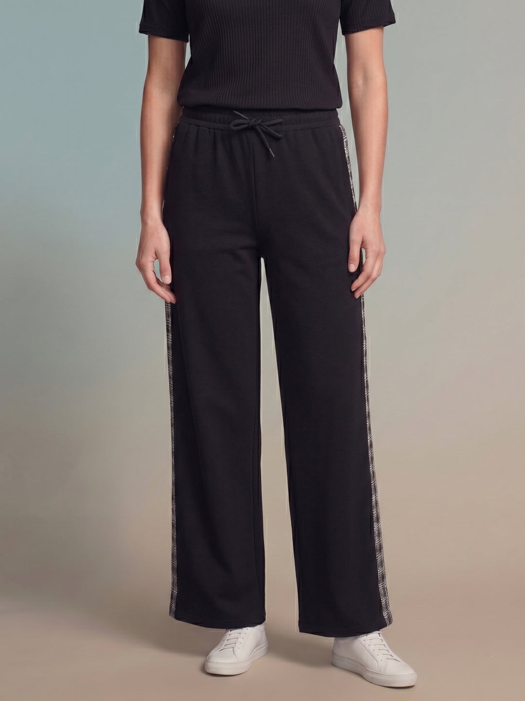 Iconic Black Cotton Solid Women Trouser