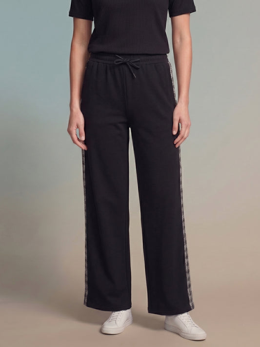 Iconic Black Cotton Solid Women Trouser