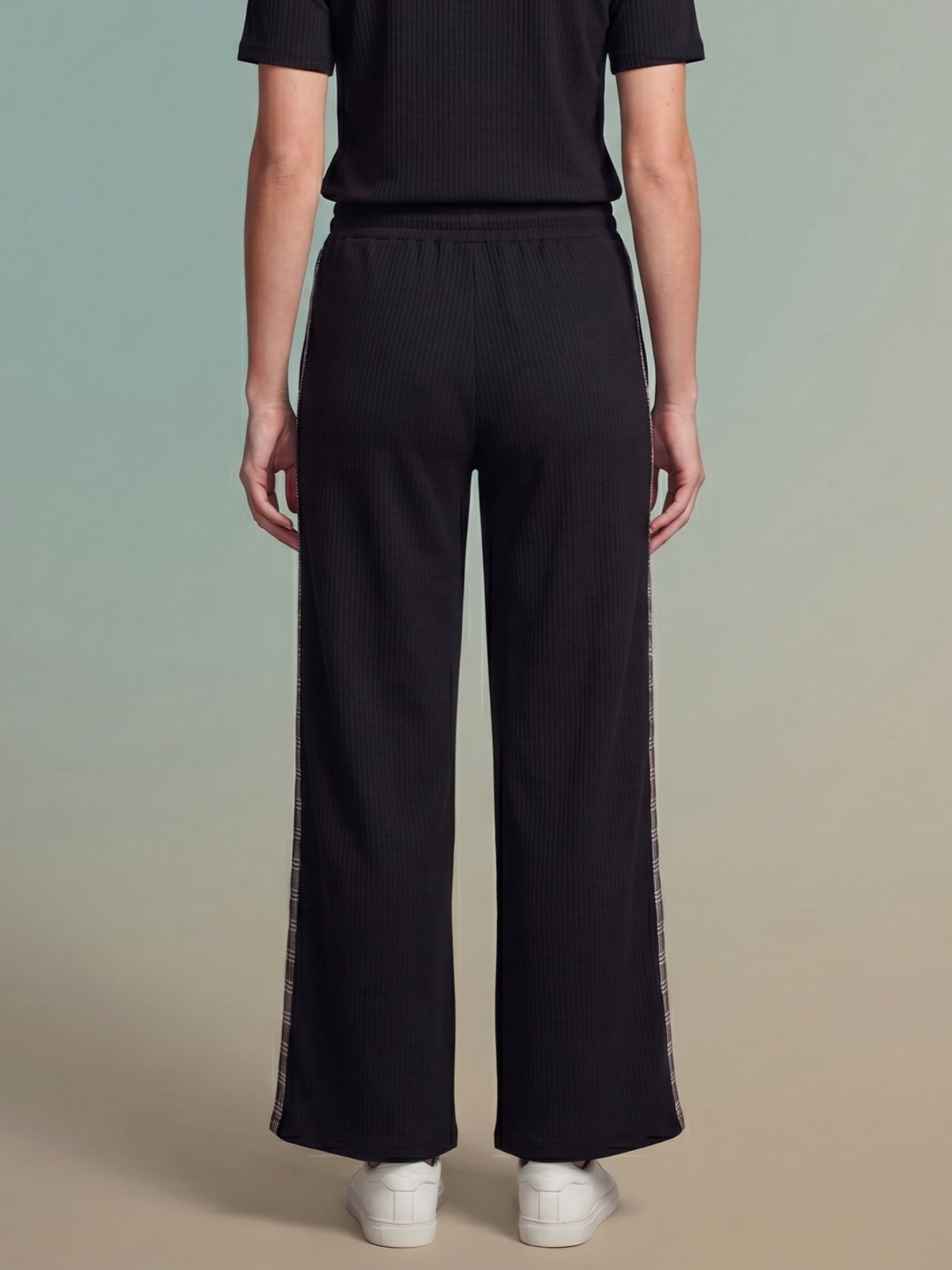 Iconic Black Cotton Solid Women Trouser
