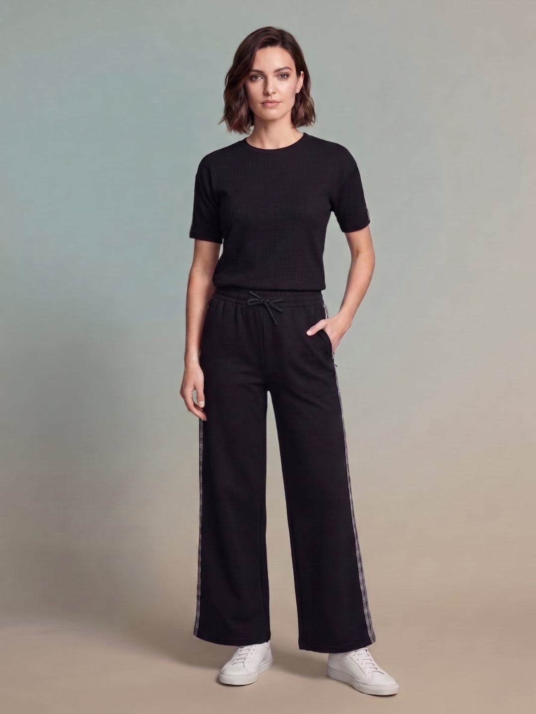 Iconic Black Cotton Solid Women Trouser