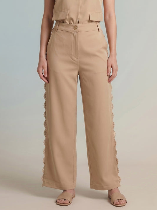 Iconic Beige Terry Women Straight Fit Pant