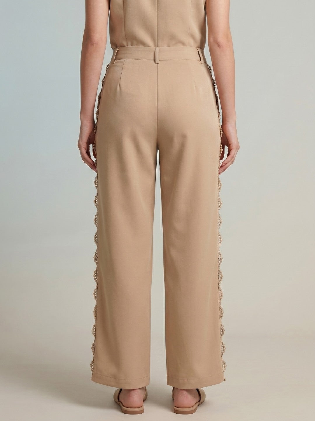 Iconic Beige Terry Women Straight Fit Pant