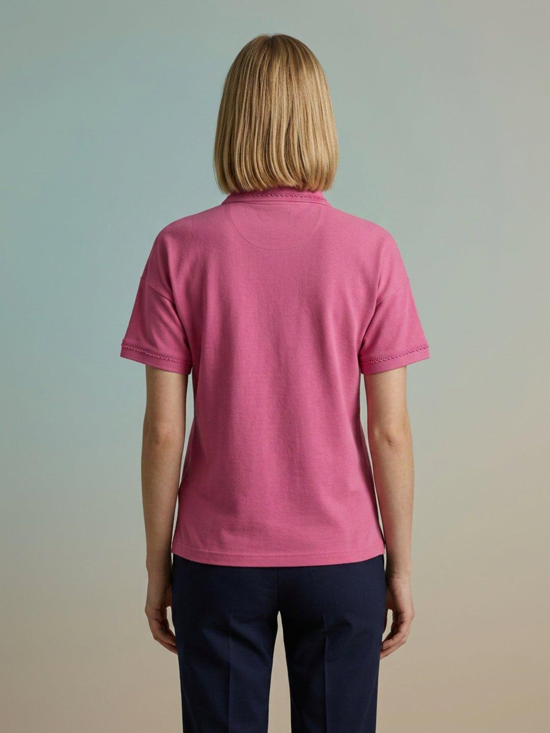 Iconic Women Pink Solid Regular Fit Polo T-Shirt
