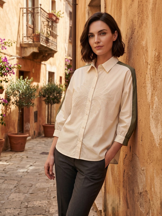 Iconic Green Cotton Women Regular Fit Shirts