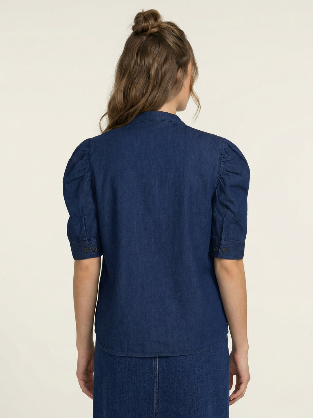 Iconic Women Cotton Navy Blue Solid Shirt