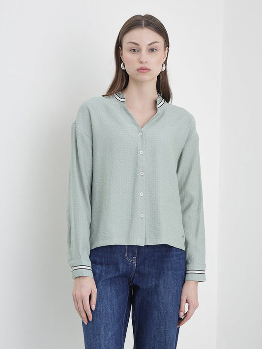ICONIC Women Green Solid Shirt