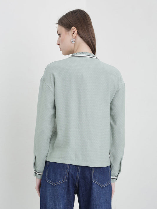 ICONIC Women Green Solid Shirt