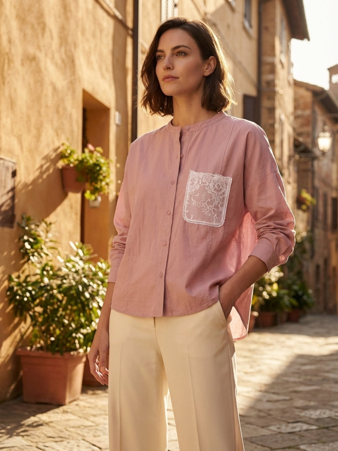 Iconic Women Pink Cotton Shirt