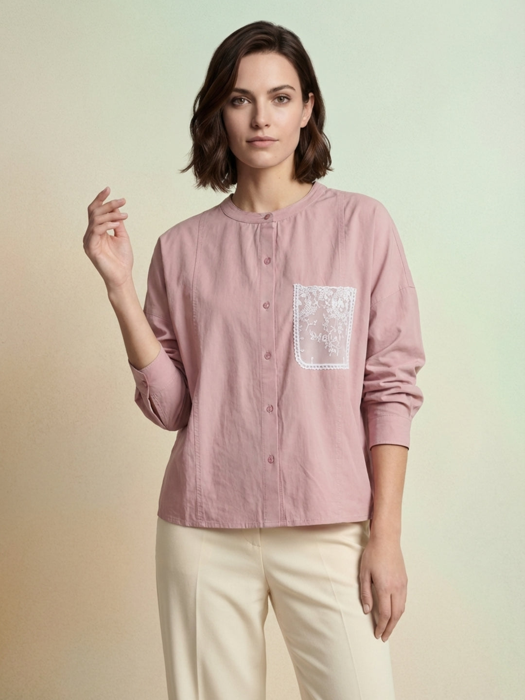 Iconic Women Pink Cotton Shirt