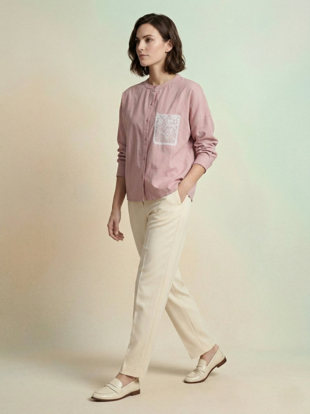 Iconic Women Pink Cotton Shirt