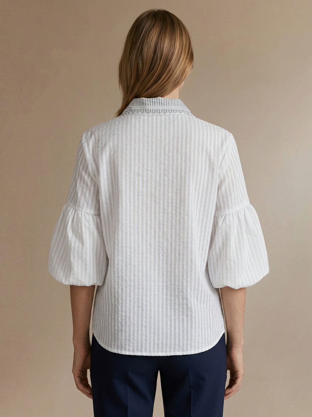 Iconic Women White Striped Loose Fit Shirt