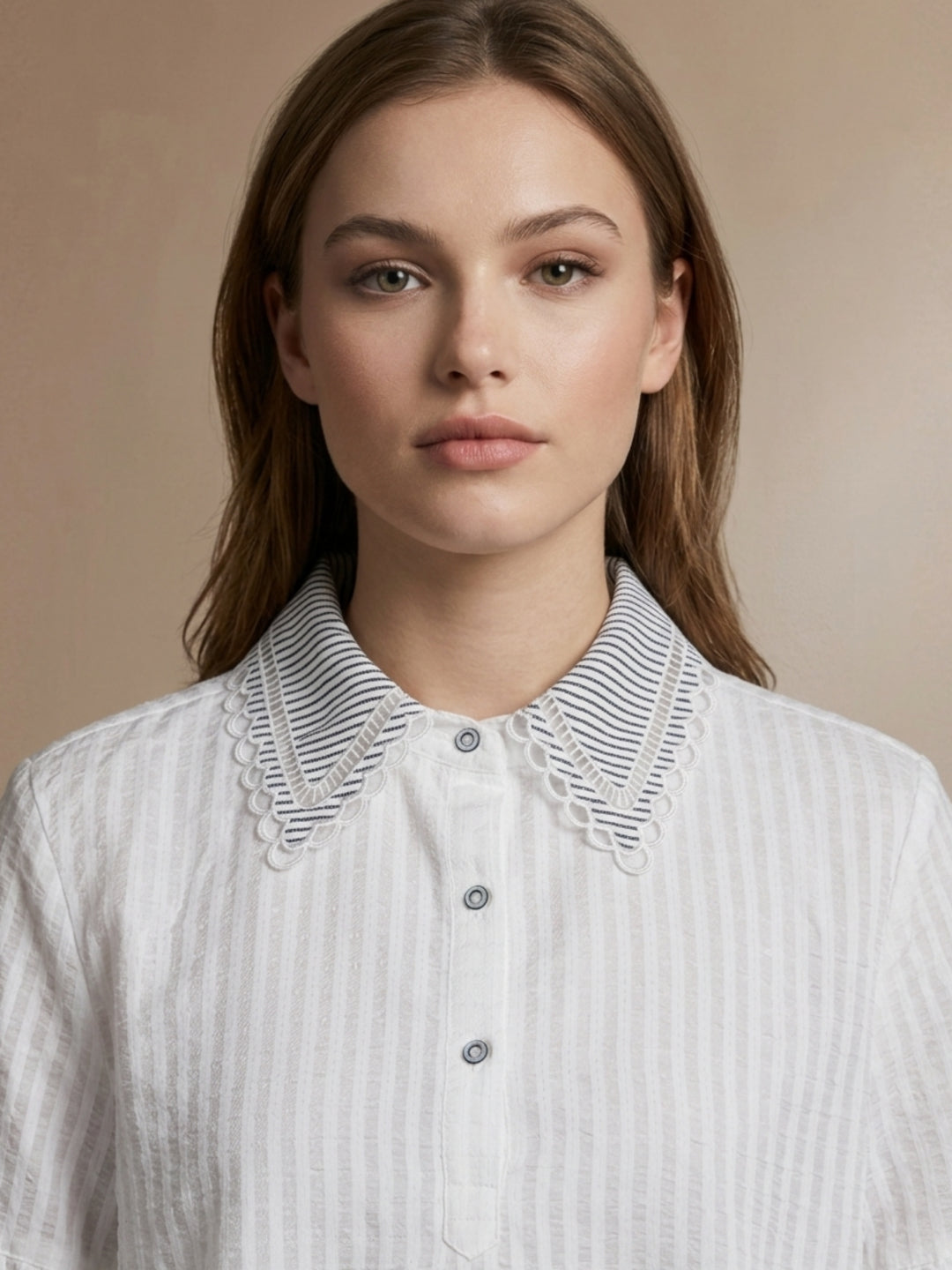 Iconic Women White Striped Loose Fit Shirt