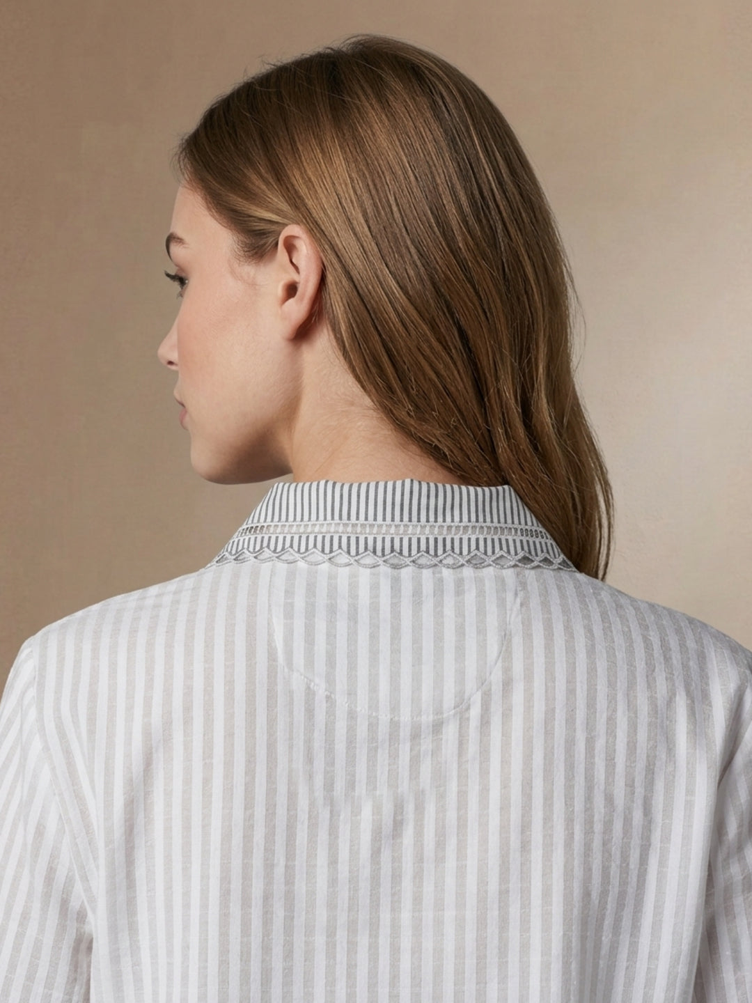 Iconic Women White Striped Loose Fit Shirt