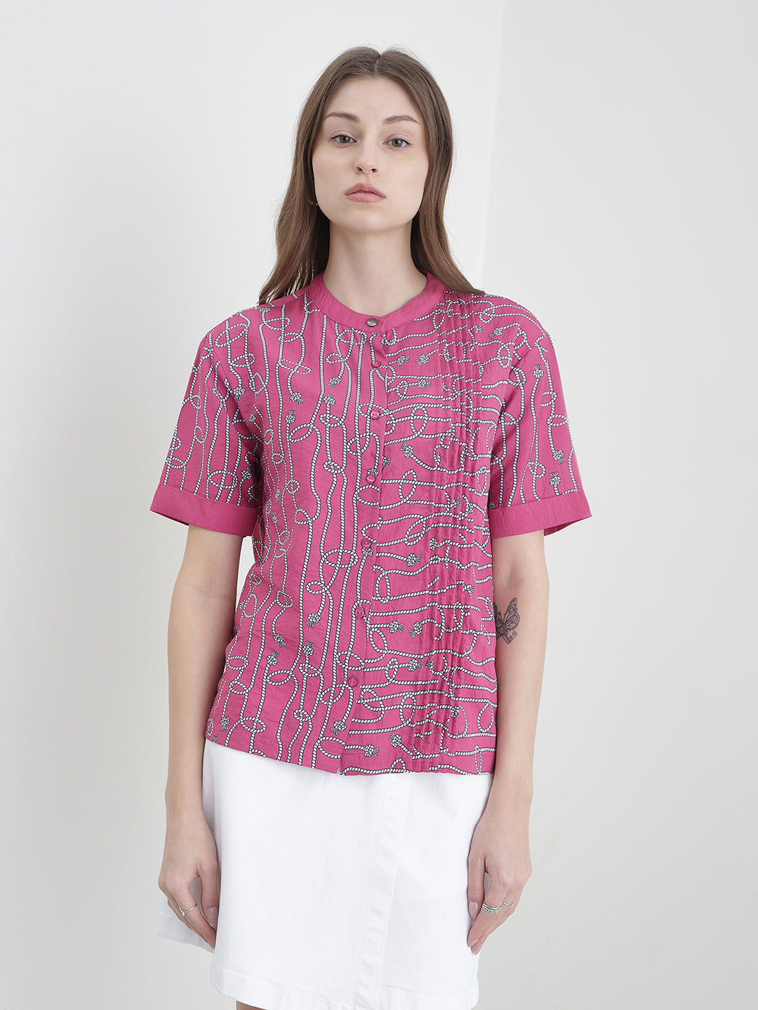 ICONIC Women Pink Printed Shirt