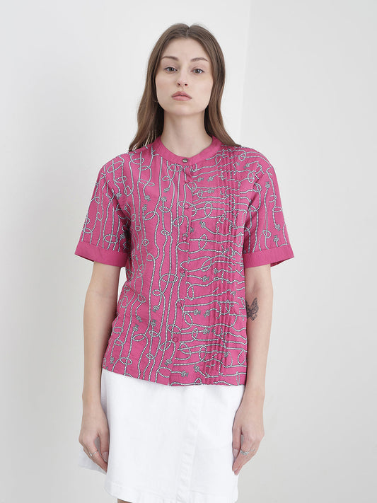 ICONIC Women Pink Printed Shirt