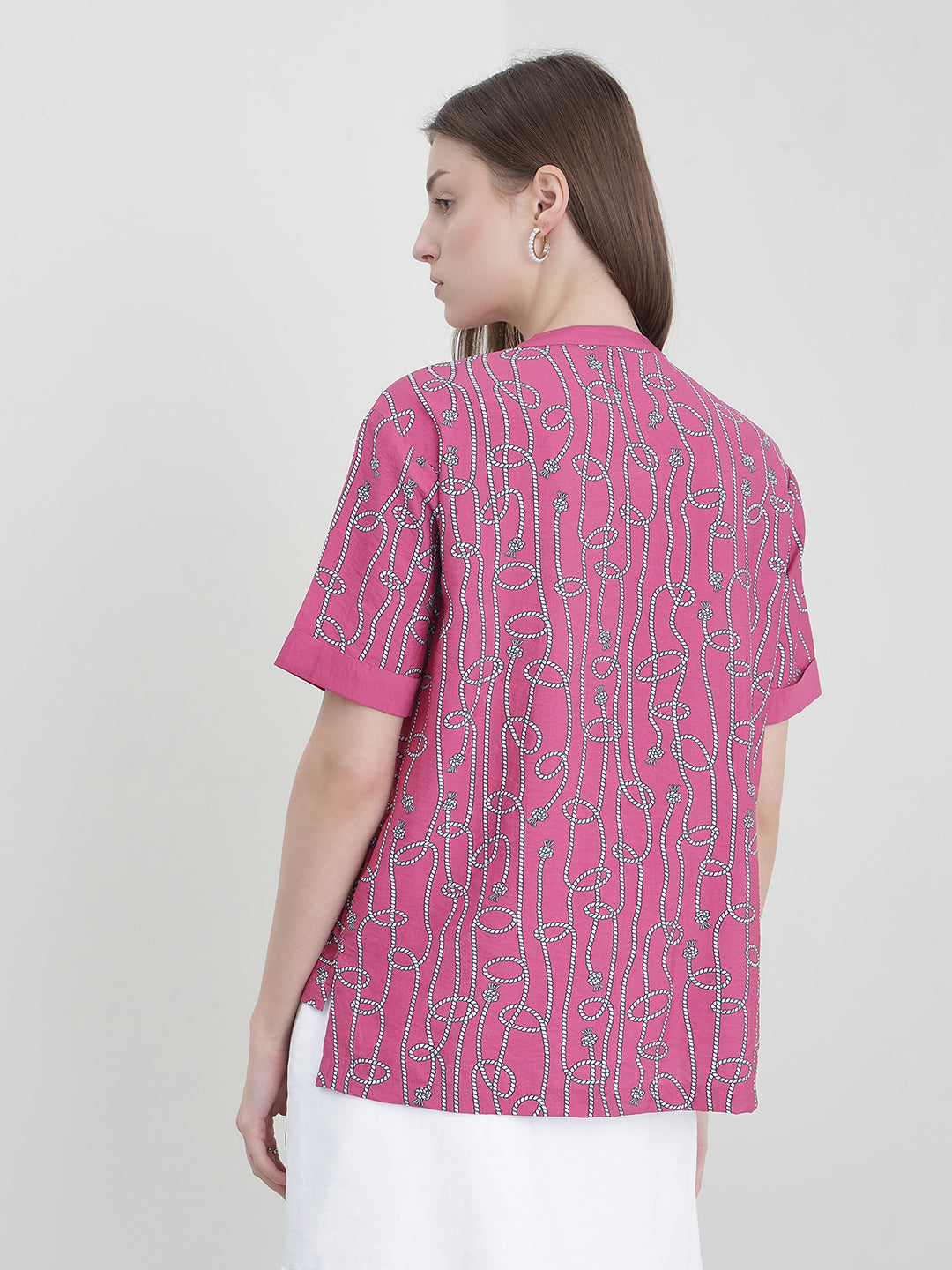 ICONIC Women Pink Printed Shirt