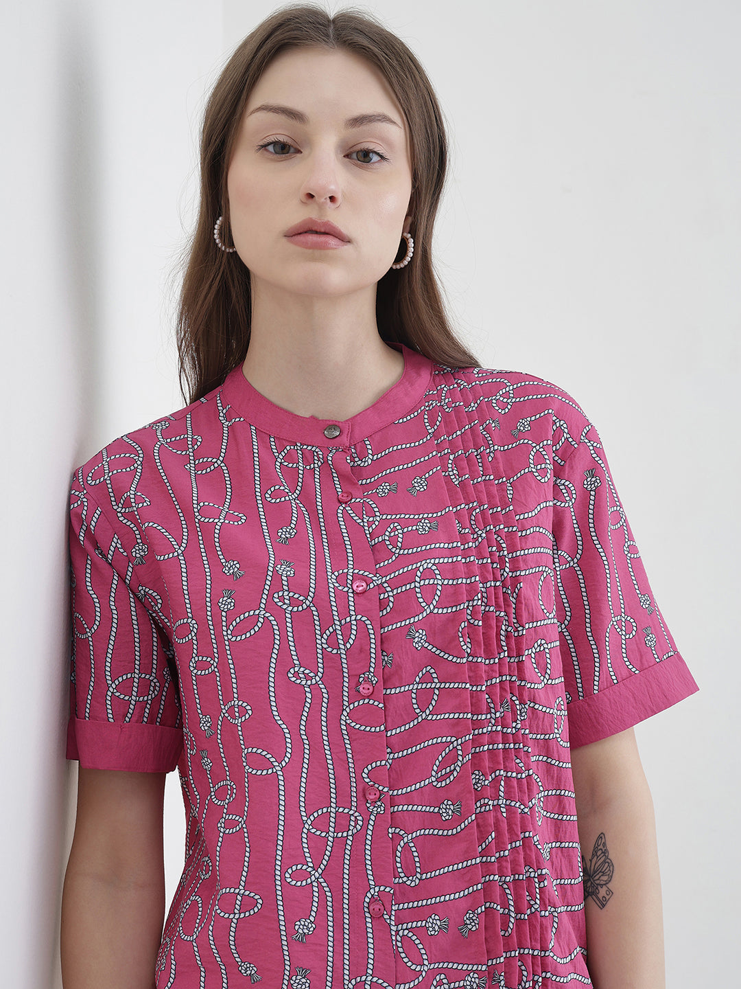 ICONIC Women Pink Printed Shirt