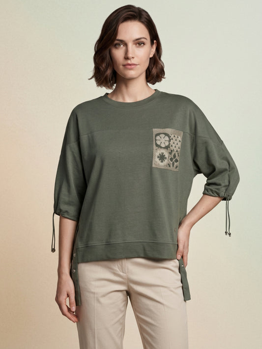 Iconic Green Cotton Solid Women Tshirt