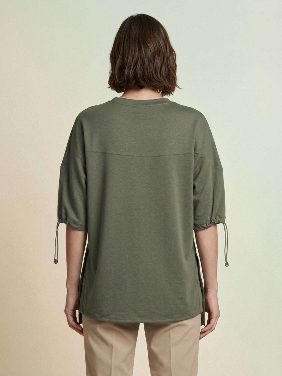 Iconic Green Cotton Solid Women Tshirt