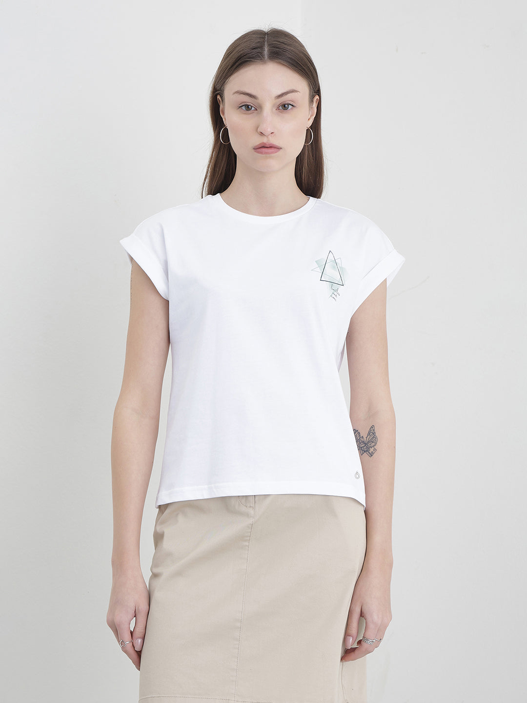 ICONIC Women White Graphic T-Shirt