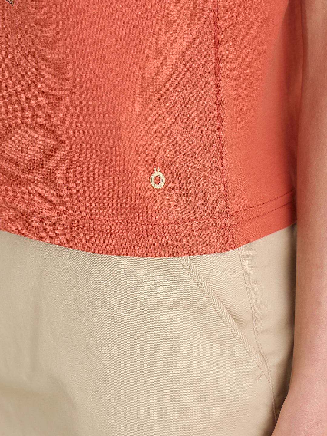 Iconic WoMen Orange Graphic Round Neck T-Shirt