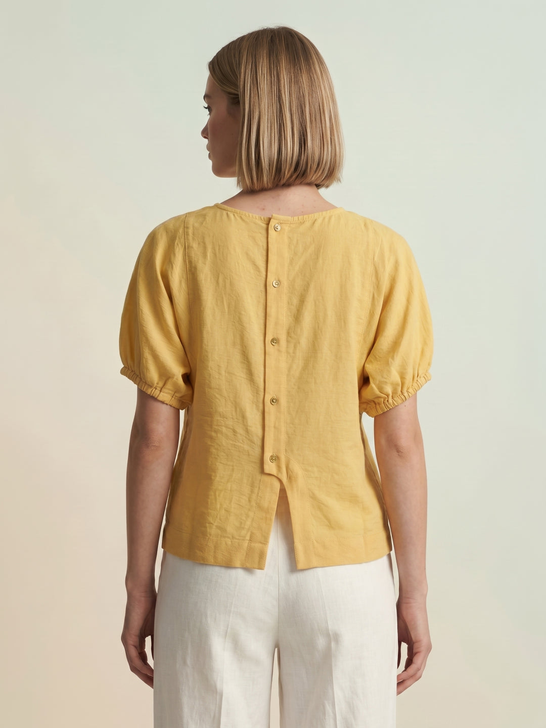Iconic Women Yellow Solid Regular Fit Top