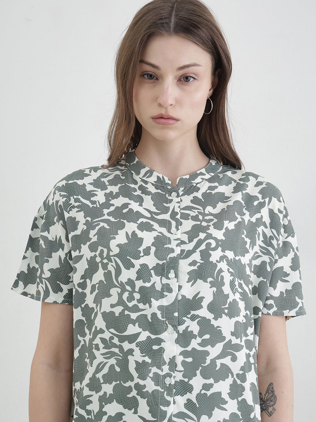 ICONIC Women Cream Printed Top