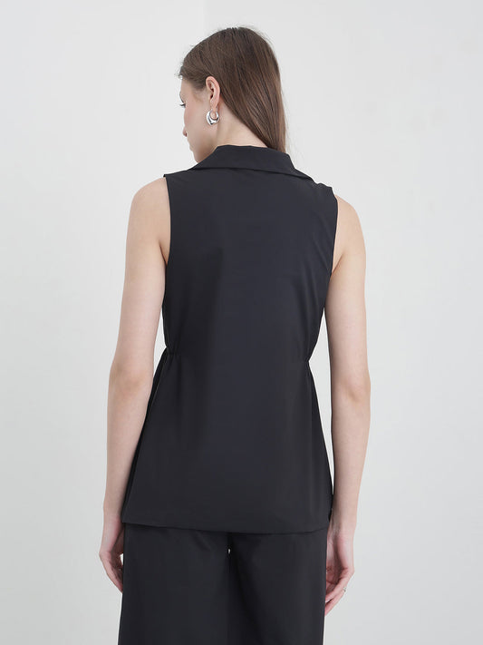Iconic Women Black Solid Regular Fit Top