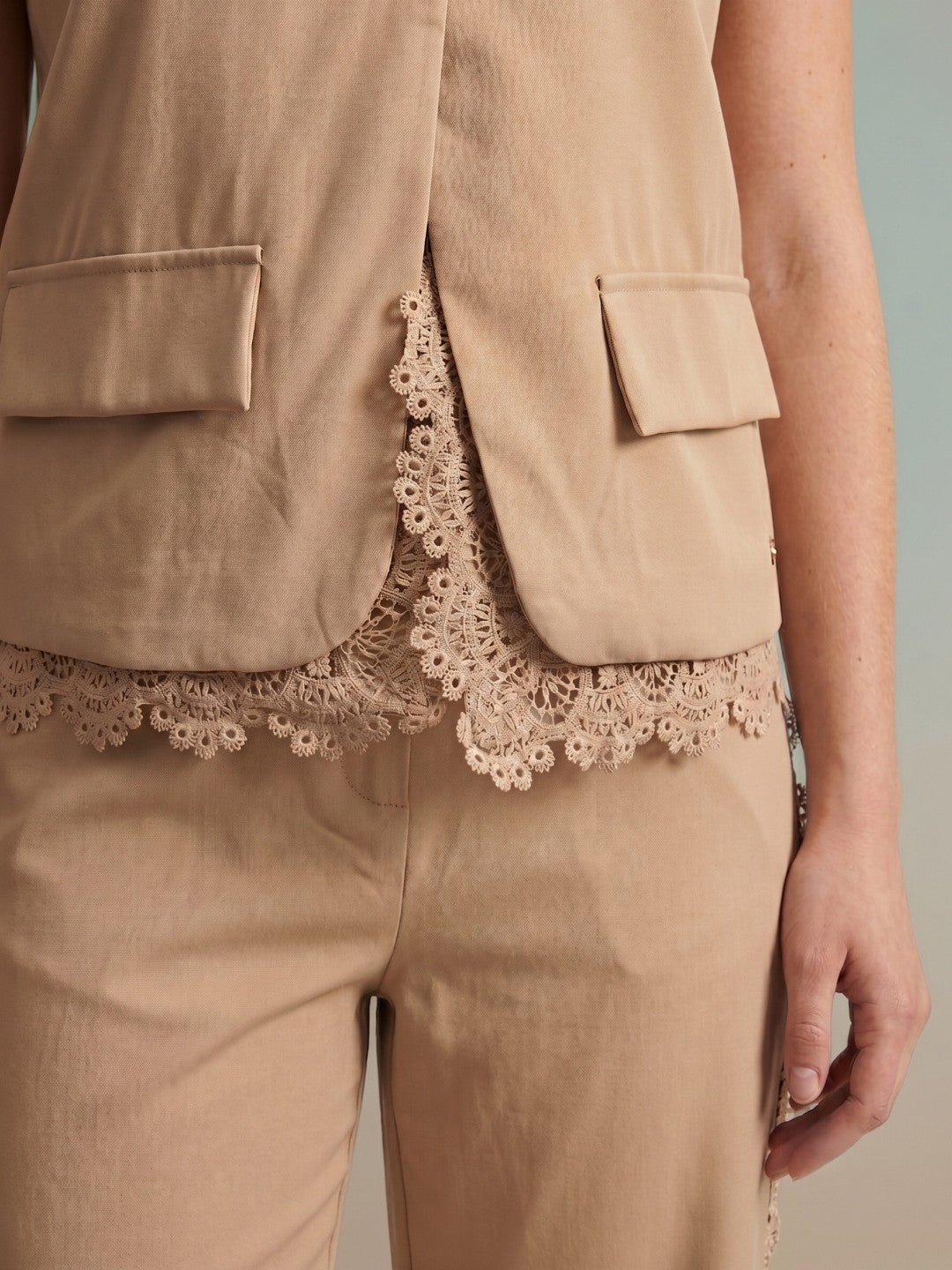 Iconic Beige Terry Women Regular Fit Top
