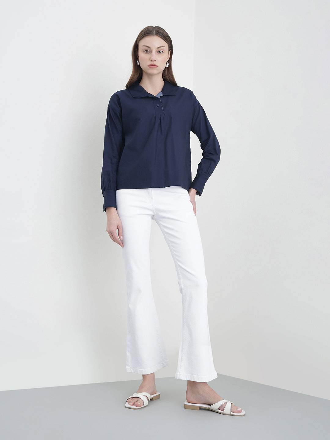 ICONIC Women Navy Blue Solid Top