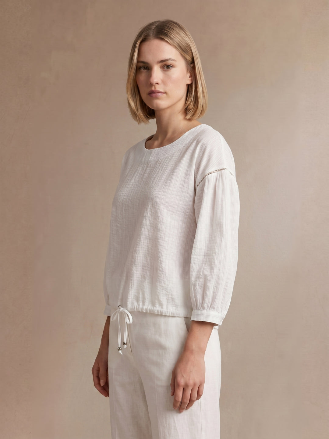 Iconic Women White Striped Loose Fit Top