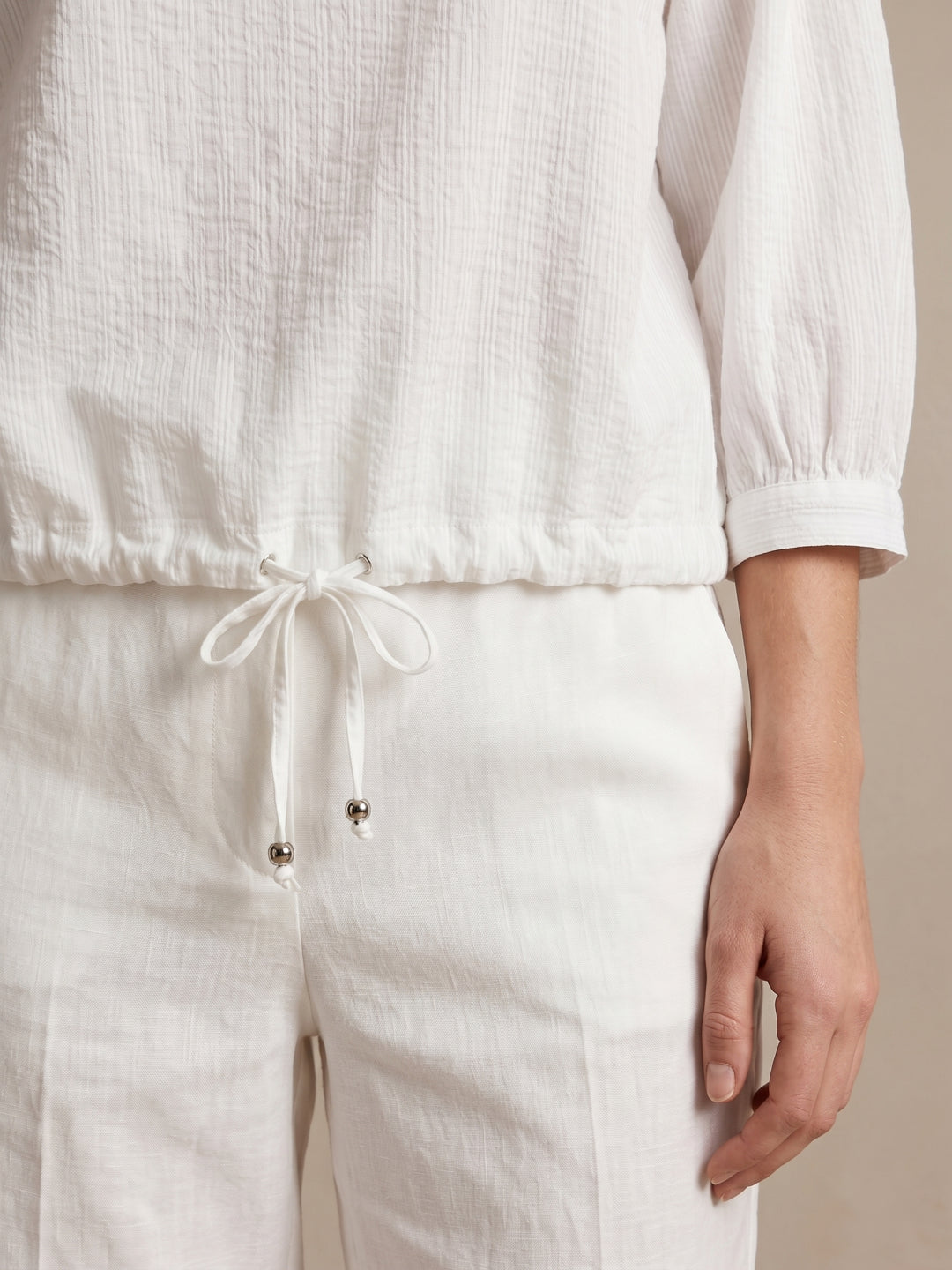 Iconic Women White Striped Loose Fit Top