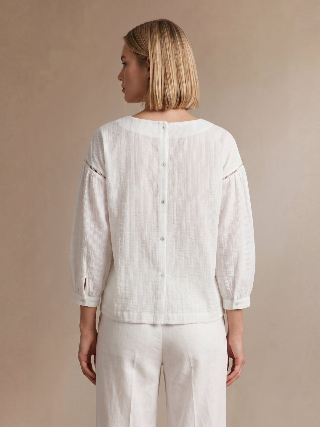 Iconic Women White Striped Loose Fit Top