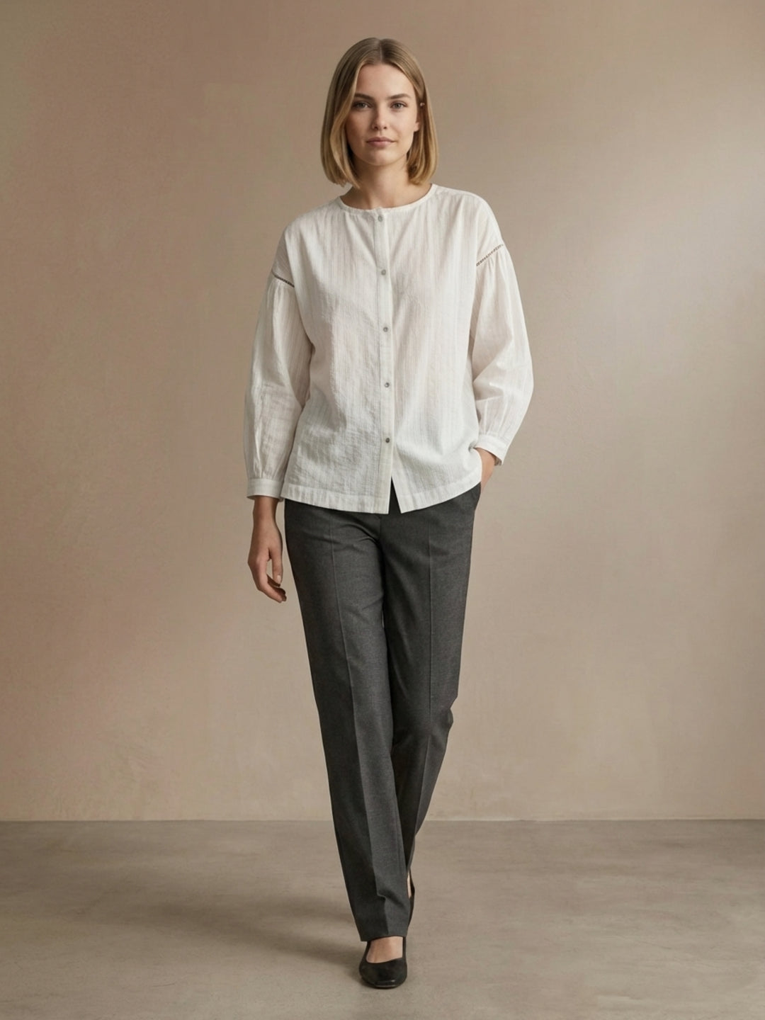 Iconic Women White Striped Structured Top