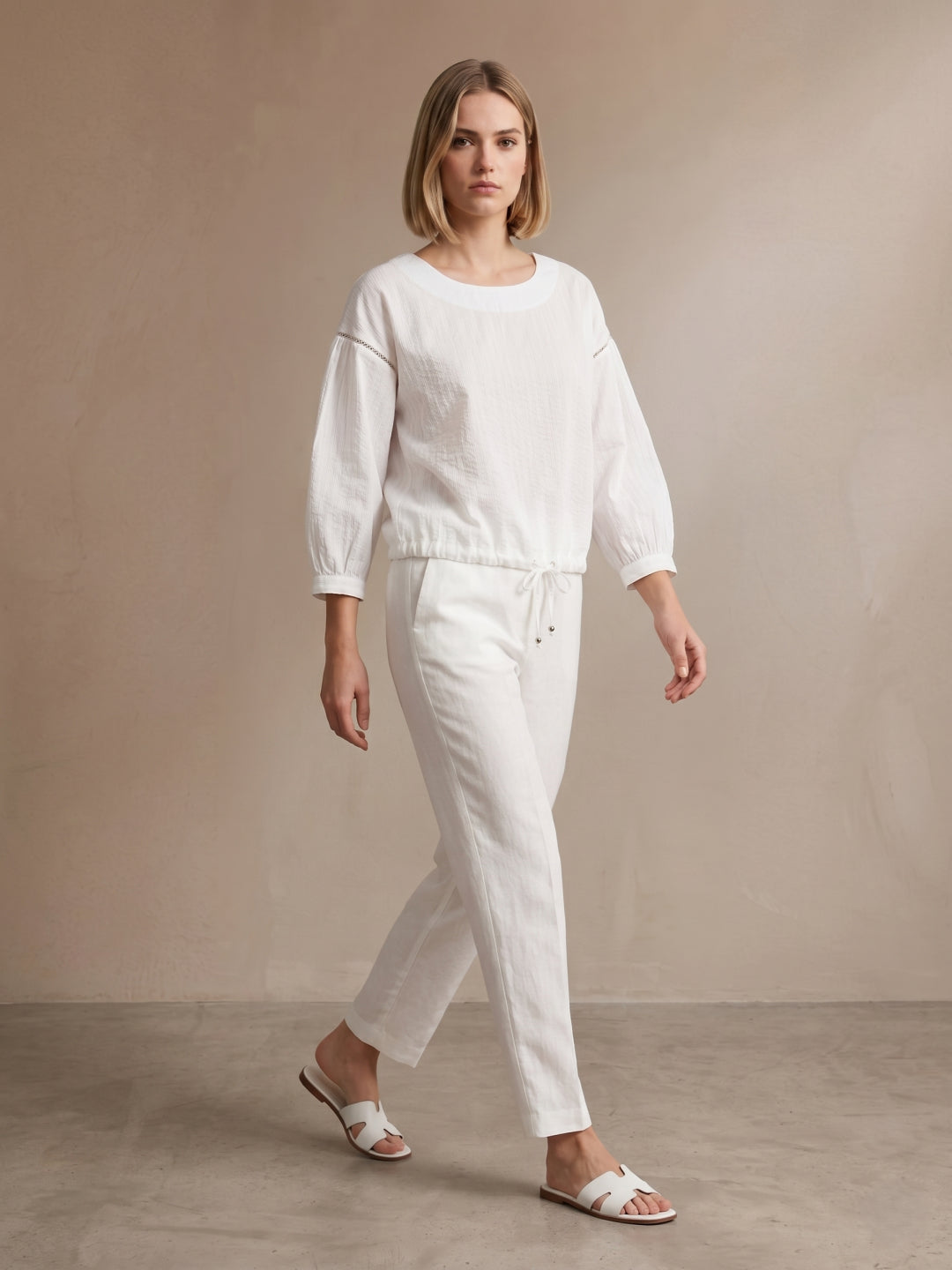 Iconic Women White Striped Loose Fit Top