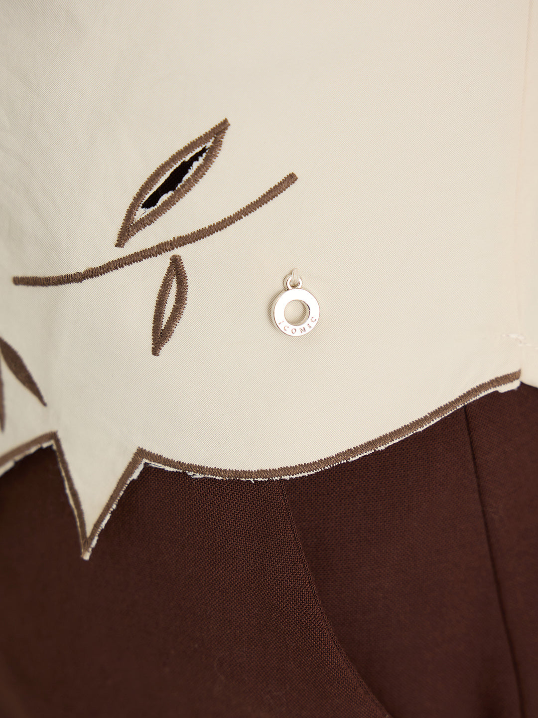 Iconic Women Beige Shirt Collar Top