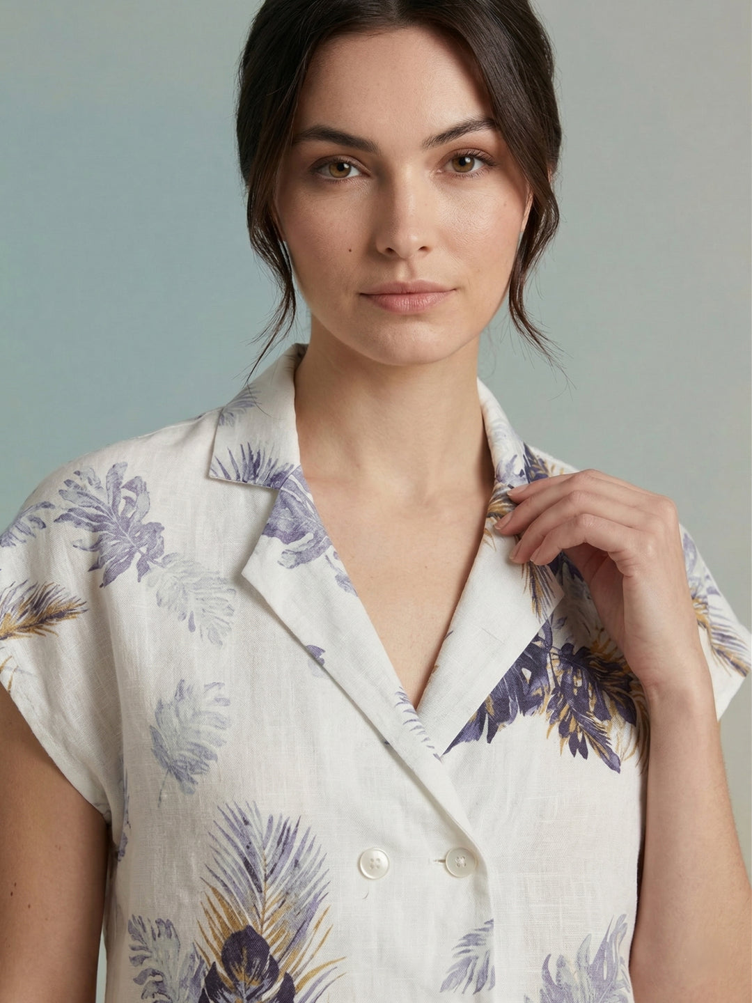 Iconic Women White Printed Loose Fit Top