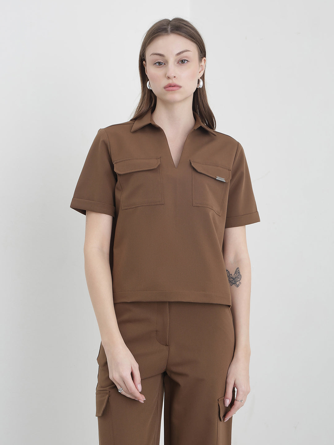 ICONIC Women Brown Solid Top