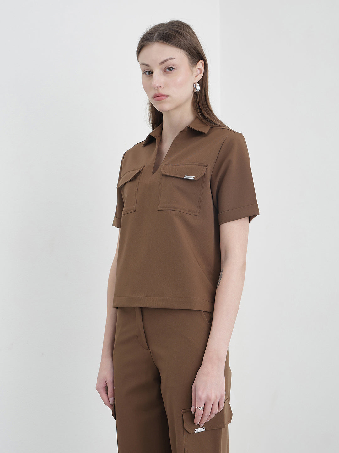 ICONIC Women Brown Solid Top