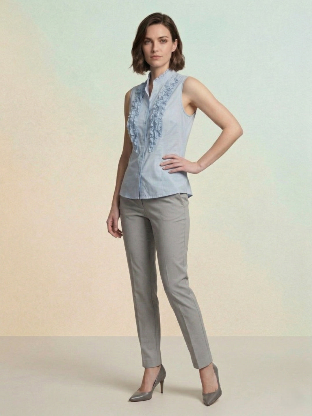 Iconic Women Blue Solid Regular Fit Top